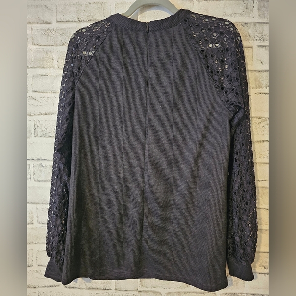 Women’s Long Sleeve Black Top, Lace Casual, Loose Blouse, size Medium - Picture 8 of 9